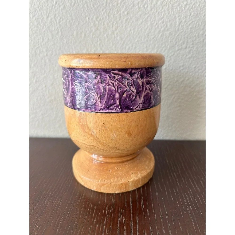 Vintage Hand Crafted Rustic Folk Artsy Wooden Mortar & Pestle From Grand Turk